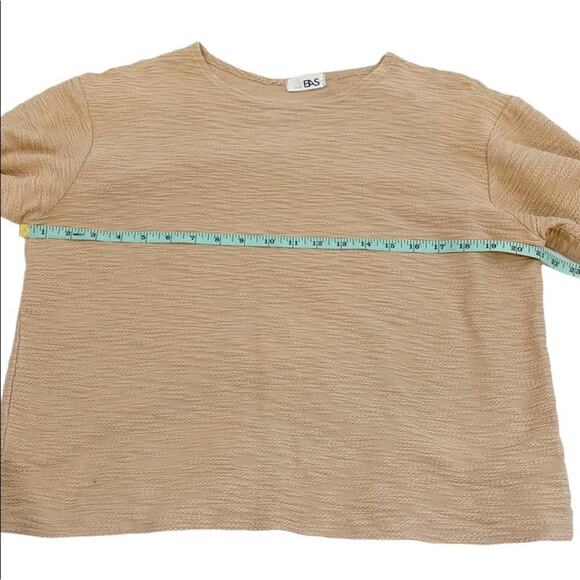 BAS Tan Beige Textured 3/4” Sleeve Top, Size Large* (Please see description) - Picture 5 of 8
